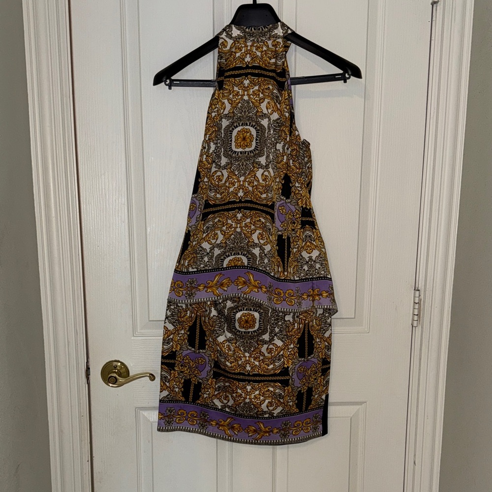 Laundry By Shelli Segal Black, Gold & Cream Baroque Print Top